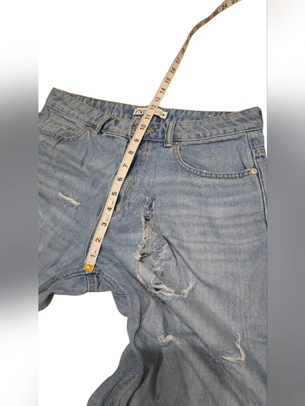 Zara Denim Distressed Ripped Jeans Blue 10